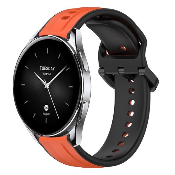 Per Xiaomi Watch S2 46mm 22mm Convex Loop Cinturino in silicone bicolore (arancione + nero)