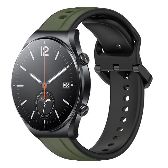 Per Xiaomi MI Watch S1 22mm Convex Loop Cinturino in silicone bicolore (verde scuro + nero)