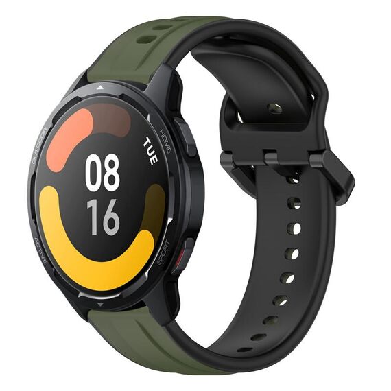 Per Xiaomi Watch S1 Active 22mm Convex Loop Cinturino in silicone bicolore (verde scuro + nero)