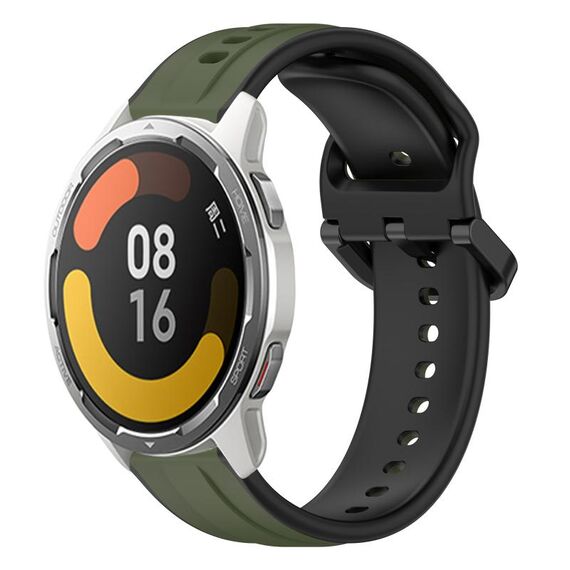 Per Xiaomi MI Watch Color 2 22mm Convex Loop Cinturino in silicone bicolore (verde scuro + nero)
