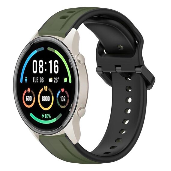 Per Xiaomi MI Watch Sport 22mm Convex Loop Cinturino in silicone bicolore (verde scuro + nero)