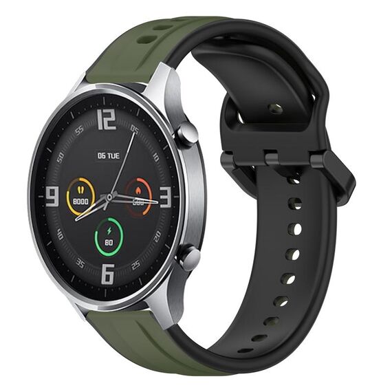 Per Xiaomi MI Watch Color 22mm Convex Loop Cinturino in silicone bicolore (verde scuro + nero)
