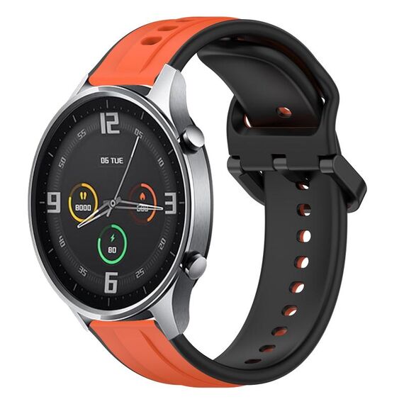 Per Xiaomi MI Watch Color 22mm Convex Loop Cinturino in silicone bicolore (arancione + nero)