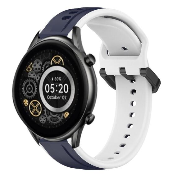 Per Xiaomi Haylou RT2 LS10 22mm Convex Loop Cinturino in silicone bicolore (blu notte + bianco)
