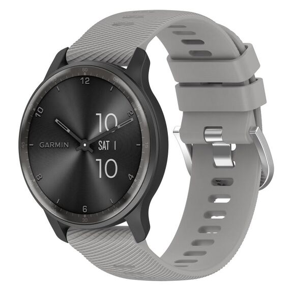 Per cinturino per orologio Garmin Vivomove Sport 20mm in silicone tinta unita strutturato a croce (grigio chiaro)