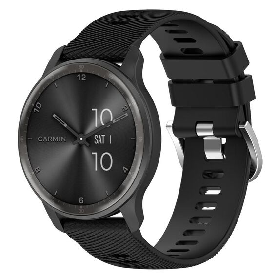 Per Garmin Forerunner Sq2 Music Cinturino per orologio in silicone tinta unita testurizzato incrociato da 20 mm (nero)