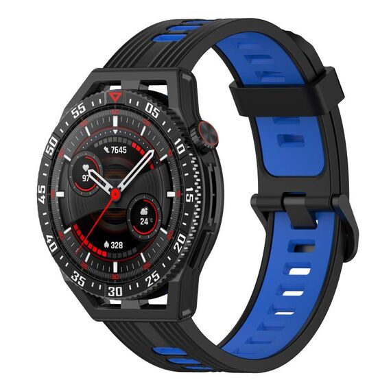 Per Garmin Forerunner 255 Music Cinturino in silicone bicolore verticale da 22 mm (nero + blu)