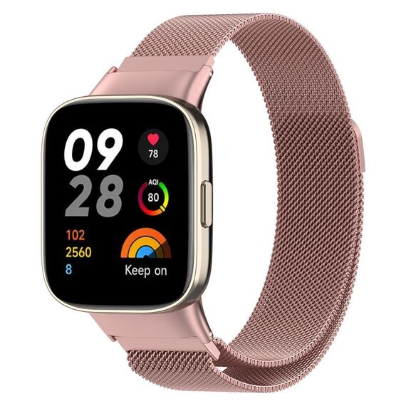 Per Xiaomi Redmi Watch 3 / Mi Watch Lite 3 cinturino in metallo milanese (rosa rosa)