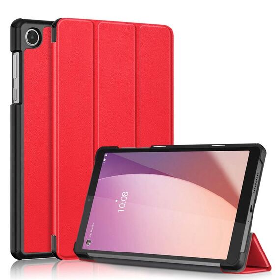 Per Lenovo M8 4th GenTB-300FU Custer Custodia per tablet in pelle con supporto a 3 pieghe in puro colore (rosso)