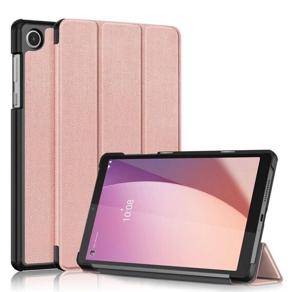 Per Lenovo M8 4th GenTB-300FU Custer custodia per tablet in pelle con supporto a 3 pieghe in puro colore (oro rosa)