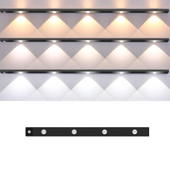Barra luminosa con sensore per corpo umano Smart LED ultrasottile, lunghezza: 60 cm (nero pianoforte)