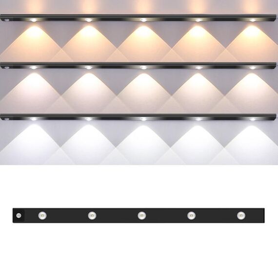 Barra luminosa con sensore per corpo umano Smart LED ultrasottile, lunghezza: 80 cm (nero pianoforte)