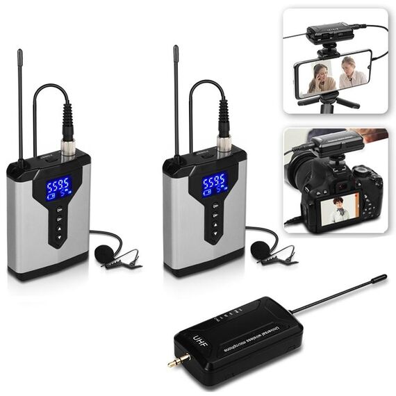 Q6 1 Trascina 2 Wireless Lavalier con supporto USB Microfono per registrazione computer Live Phone SLR Microfono lavalier