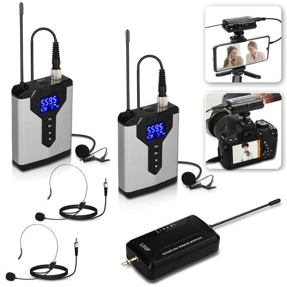 Q6 1 Trascina 2 Indossare la testa Lavalier wireless con supporto Microfono per registrazione computer USB Live Phone SLR Microfono lavalier