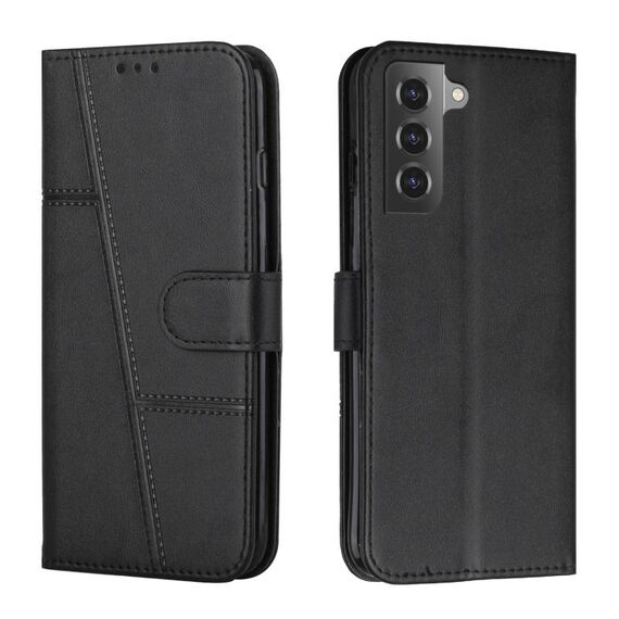 Per Samsung Galaxy S23 5G Custodia per telefono in pelle con fibbia in vitello con cuciture (nero)