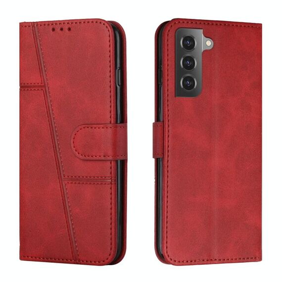 Per Samsung Galaxy S23 + 5G Custodia in pelle con fibbia in vitello con cuciture (rosso)