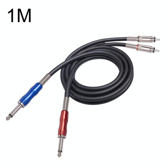 3051K63 Cavo audio da doppio RCA maschio a doppio da 6,35 mm da 1/4 di pollice maschio, lunghezza: 1 m