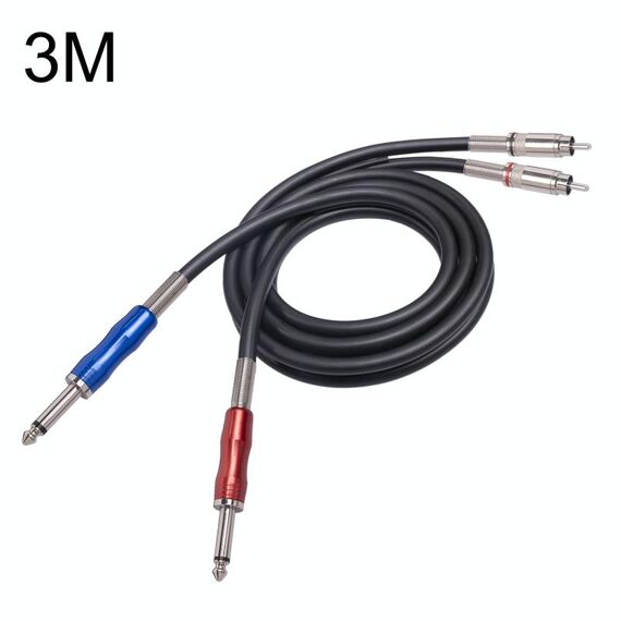 3051K63 Cavo audio da doppio RCA maschio a doppio da 6,35 mm da 1/4 di pollice maschio, lunghezza: 3 m