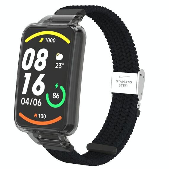 Per Xiaomi Mi Band 7 Pro Cinturino integrato con fibbia in nylon intrecciato (nero)