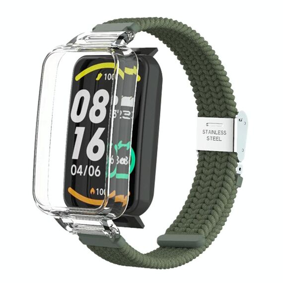 Per Xiaomi Mi Band 7 Pro Cinturino integrato con fibbia in nylon intrecciato (verde scuro)