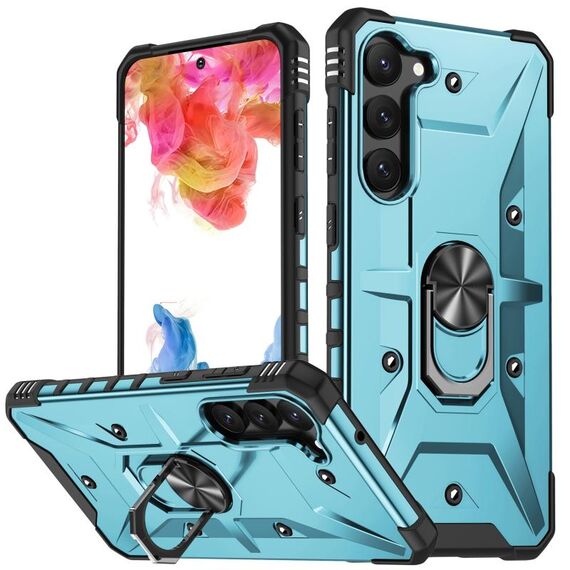 Custodia per telefono con supporto ad anello per Samsung Galaxy S23 5G (azzurro)