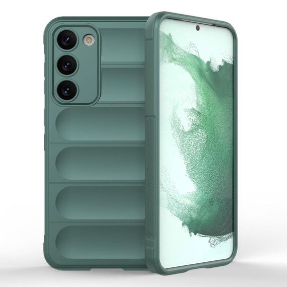 Per Samsung Galaxy S23 + 5G Magic Shield TPU + Custodia per telefono in flanella (verde scuro)