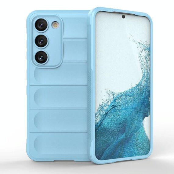 Per Samsung Galaxy S23 5G Magic Shield TPU + Custodia per telefono in flanella (azzurro)