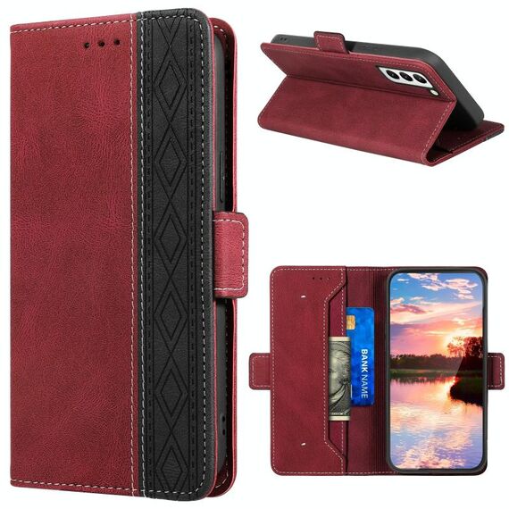 Per Samsung Galaxy S23 + 5G Custodia per telefono in pelle RFID magnetica laterale con cuciture (rosso)