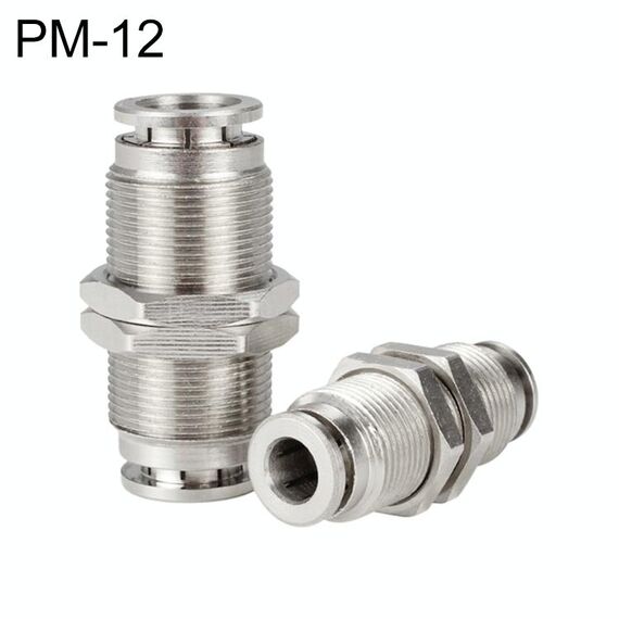 PM-12 LAIZE Raccordo rapido pneumatico diritto passaparete in rame nichelato