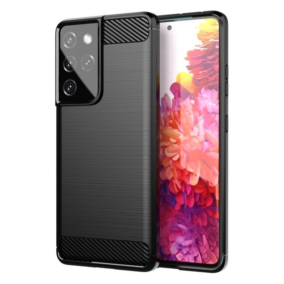 Per Samsung Galaxy S21 Custodia per cellulare TPU in fibra di carbonio con trama ultra spazzolata (nera)