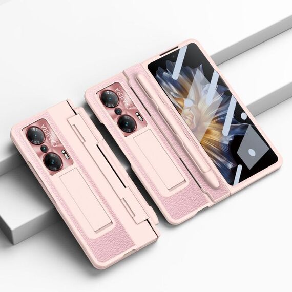 Custodia per telefono con cerniera a copertura totale integrata per Honor Magic Vs con stilo (rosa)