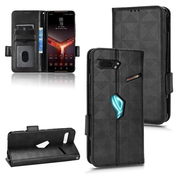 Per Asus ROG Phone II Custodia in pelle a triangolo simmetrico (nero)