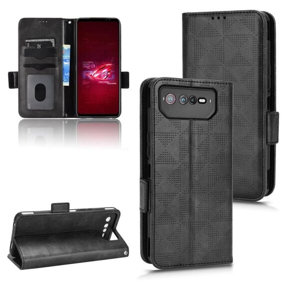 Per Asus ROG Phone 6 Custodia in pelle a triangolo simmetrico (nero)