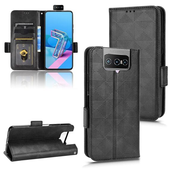 Custodia in pelle a triangolo simmetrico per Asus Zenfone 7 Pro ZS671KS / 7 ZS670KS / 8 Flip ZS672KS (nero)