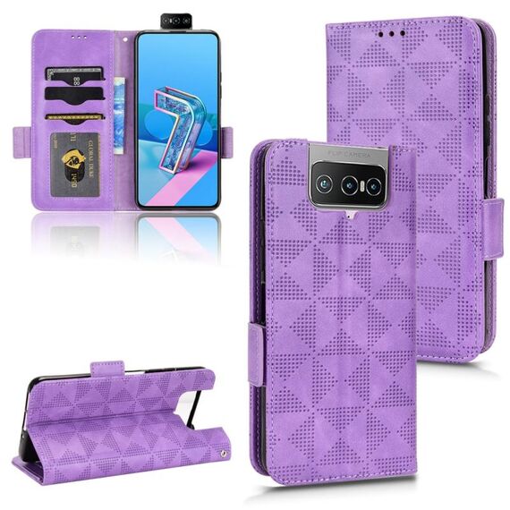 Custodia in pelle a triangolo simmetrico per Asus Zenfone 7 Pro ZS671KS / 7 ZS670KS / 8 Flip ZS672KS (viola)