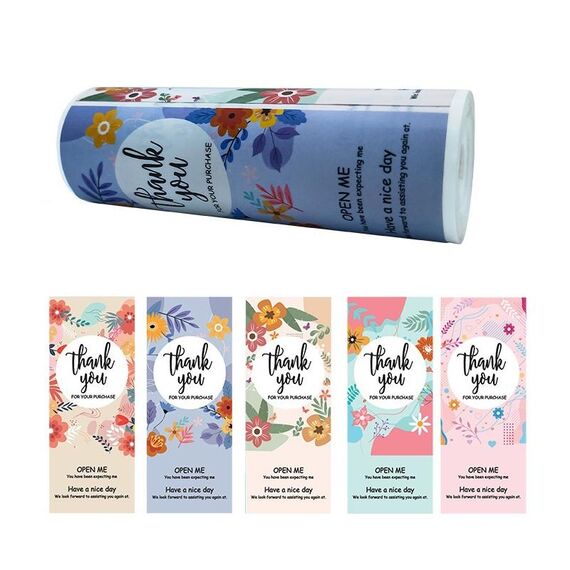 5 rotoli Etichetta adesiva floreale di ringraziamento Decorazione artigianale Adesivo regalo piccolo (K-158)