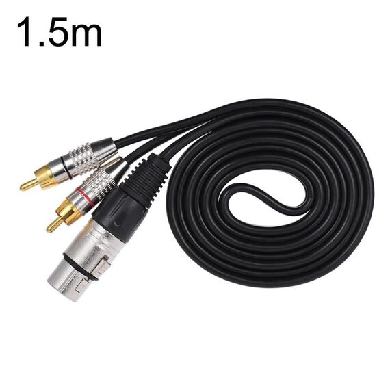 Cavo audio stereo da XLR femmina a 2RCA maschio, lunghezza: 1,5 m