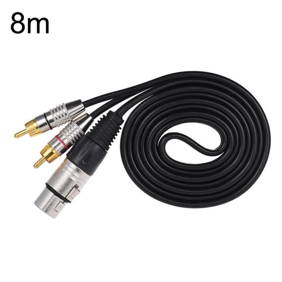 Cavo audio stereo da XLR femmina a 2RCA maschio, lunghezza: 8 m