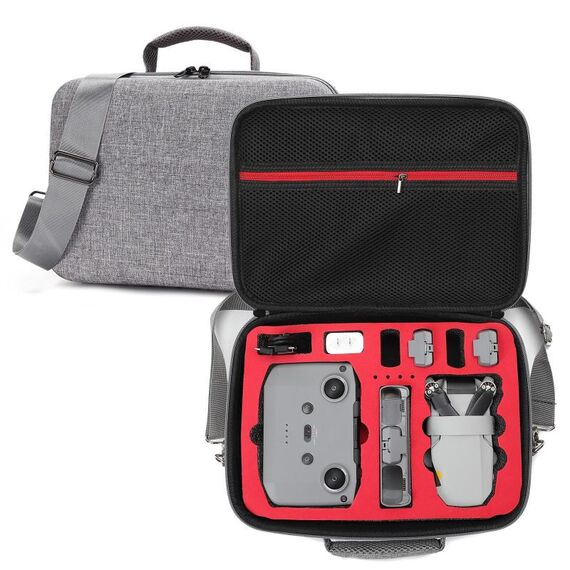 Per DJI Mini 2 SE Borsa a tracolla rigida antiurto grigia, dimensioni: 29 x 19,5 x 12,5 cm (rosso)