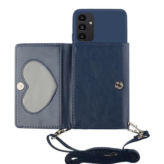 Per Samsung Galaxy A54 5G Crossbody Lanyard Wallet Card Bag Custodia per telefono (blu scuro)