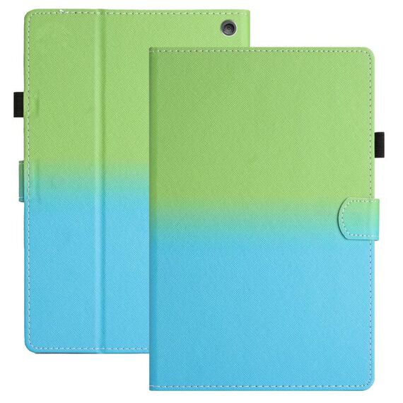 Per Amazon Kindle Fire HD10 / HD10 Plus 2021 Custodia per tablet in pelle sfumata con cuciture (verde blu)