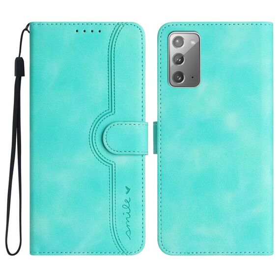 Per Samsung Galaxy Note20 Custodia per cellulare in pelle con motivo a cuore (azzurro)