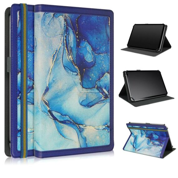 Per custodia per tablet in pelle con cuciture in marmo da 10 pollici (blu)