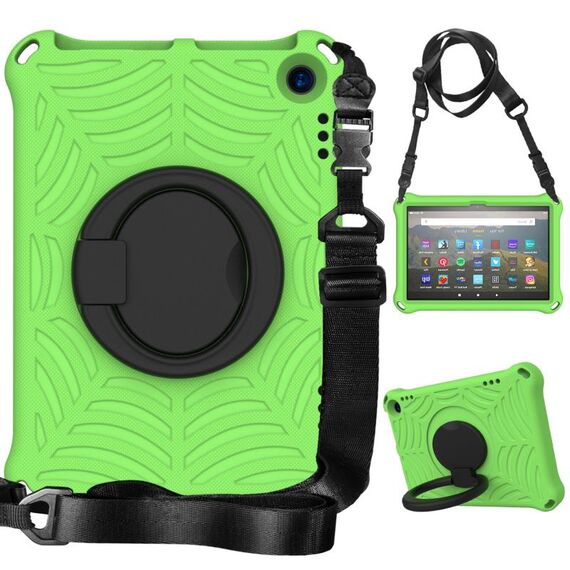 Custodia protettiva in silicone per tablet Amazon Kindle Fire HD 8 2022/2020 Spider King (verde)