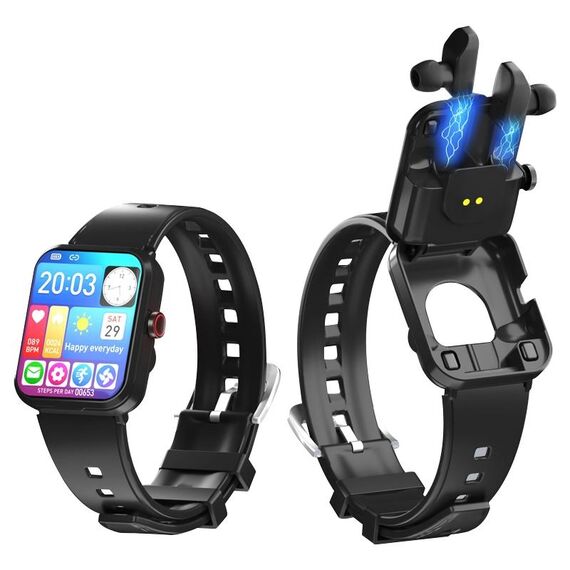 S6 TWS Auricolare 1,91 pollici Supporto braccialetto intelligente Chiamata Bluetooth / Monitoraggio della salute (nero)