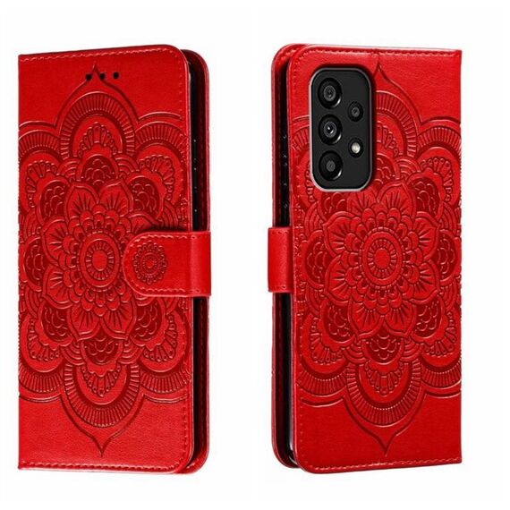 Per Samsung Galaxy A54 5G Sun Mandala Embossing Pattern Custodia in pelle per telefono (rosso)