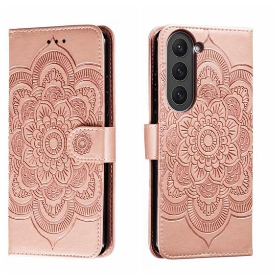 Per Samsung Galaxy S23 5G Sun Mandala Embossing Pattern Custodia in pelle per telefono (oro rosa)