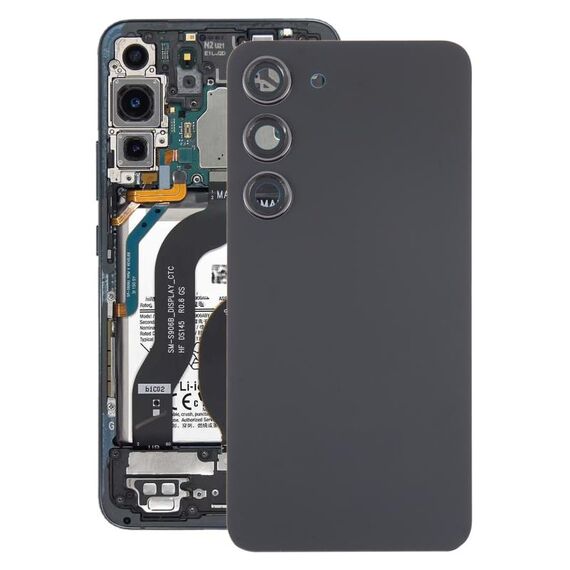 Per Samsung Galaxy S23 SM-S911B Coperchio posteriore batteria in vetro OEM con copriobiettivo fotocamera (nero)