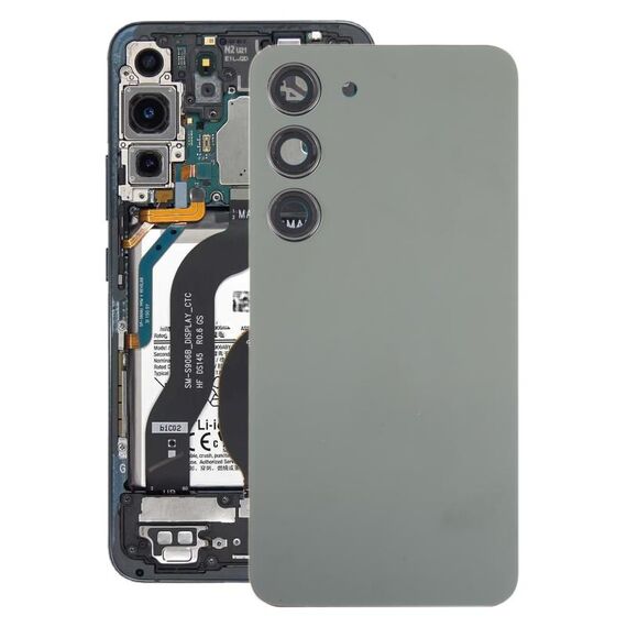 Per Samsung Galaxy S23 SM-S911B Coperchio posteriore batteria in vetro OEM con copriobiettivo fotocamera (verde)