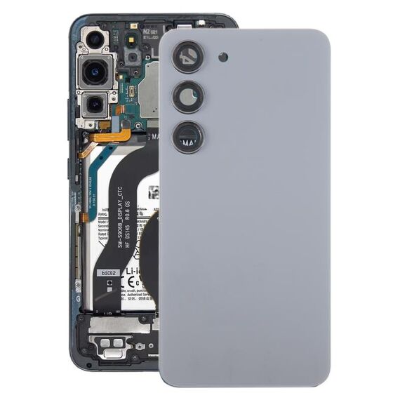 Per Samsung Galaxy S23 SM-S911B Coperchio posteriore batteria in vetro OEM con copriobiettivo fotocamera (grigio)
